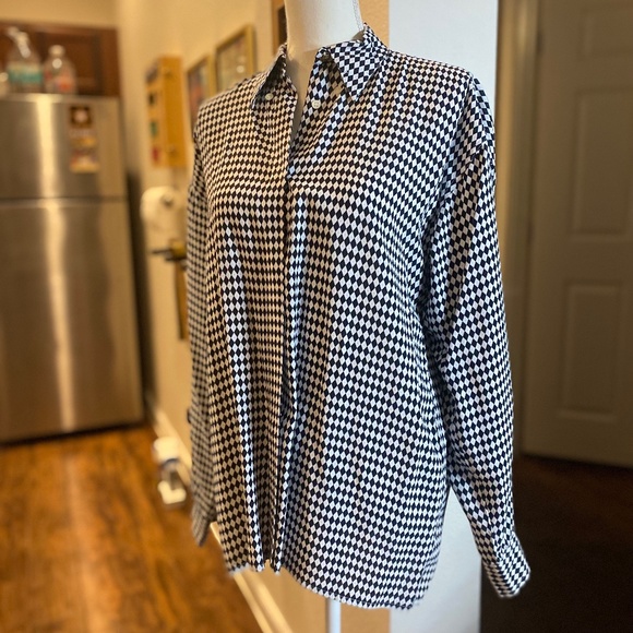 Women's Vintage Versace Diamond Checkered Button Down - Picture 5 of 14